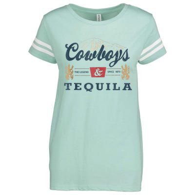 Cowboys And Tequila Outfit For Women Rodeo Western Country Enza Ladies Jersey Football T-Shirt