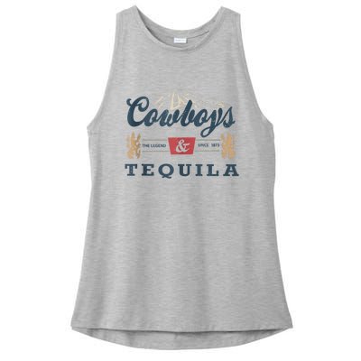 Cowboys And Tequila Outfit For Women Rodeo Western Country Ladies PosiCharge Tri-Blend Wicking Tank