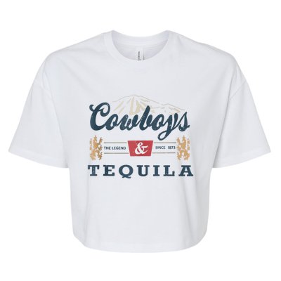 Cowboys And Tequila Outfit For Women Rodeo Western Country Bella+Canvas Jersey Crop Tee