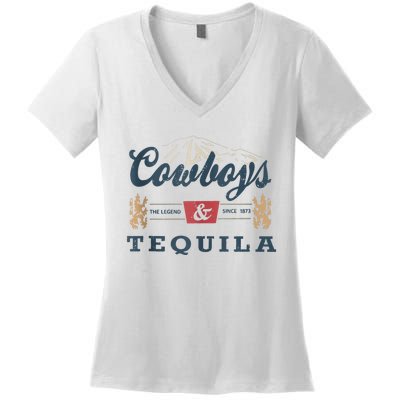 Cowboys And Tequila Outfit For Women Rodeo Western Country Women's V-Neck T-Shirt