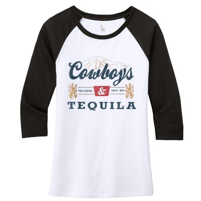 Cowboys And Tequila Outfit For Women Rodeo Western Country Women's Tri-Blend 3/4-Sleeve Raglan Shirt