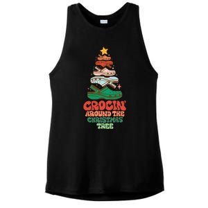 Crocin Around The Christmas Tree Crocs Holiday Season Ladies PosiCharge Tri-Blend Wicking Tank