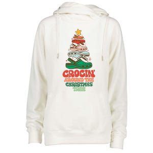 Crocin Around The Christmas Tree Crocs Holiday Season Womens Funnel Neck Pullover Hood