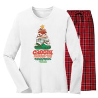 Crocin Around The Christmas Tree Crocs Holiday Season Women's Long Sleeve Flannel Pajama Set 