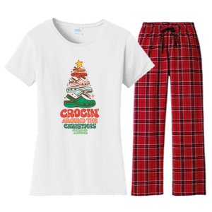 Crocin Around The Christmas Tree Crocs Holiday Season Women's Flannel Pajama Set