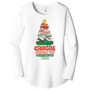 Crocin Around The Christmas Tree Crocs Holiday Season Women's Perfect Tri Tunic Long Sleeve Shirt