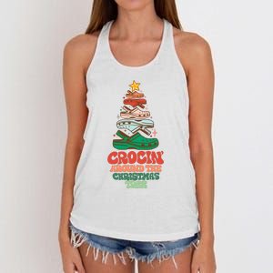 Crocin Around The Christmas Tree Crocs Holiday Season Women's Knotted Racerback Tank