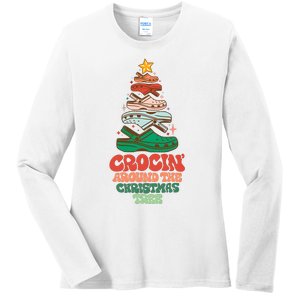 Crocin Around The Christmas Tree Crocs Holiday Season Ladies Long Sleeve Shirt