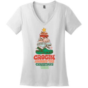 Crocin Around The Christmas Tree Crocs Holiday Season Women's V-Neck T-Shirt