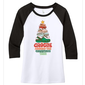 Crocin Around The Christmas Tree Crocs Holiday Season Women's Tri-Blend 3/4-Sleeve Raglan Shirt