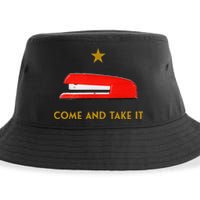 Come And Take It Red Stapler Novelty Retro Office Meme Sustainable Bucket Hat