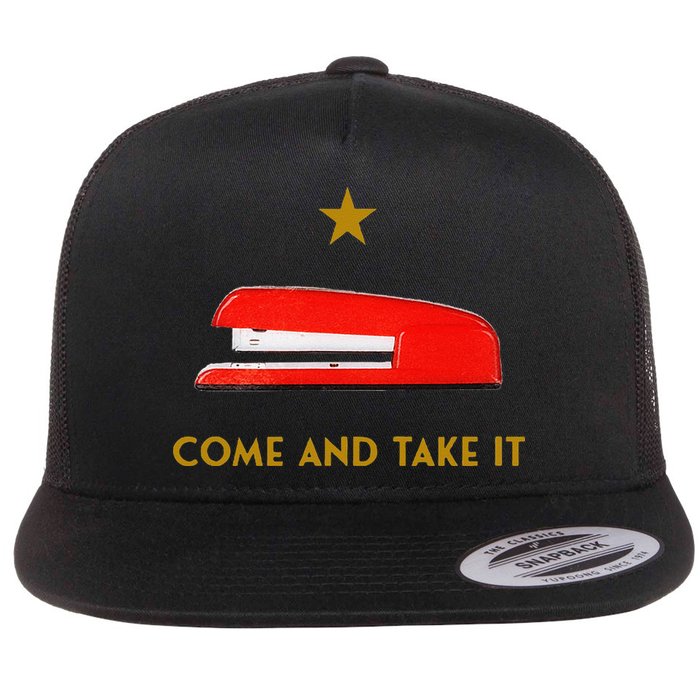 Come And Take It Red Stapler Novelty Retro Office Meme Flat Bill Trucker Hat