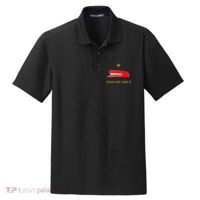 Come And Take It Red Stapler Novelty Retro Office Meme Dry Zone Grid Polo