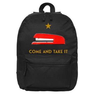 Come And Take It Red Stapler Novelty Retro Office Meme 16 in Basic Backpack