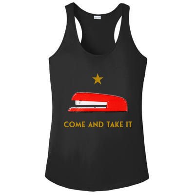 Come And Take It Red Stapler Novelty Retro Office Meme Ladies PosiCharge Competitor Racerback Tank