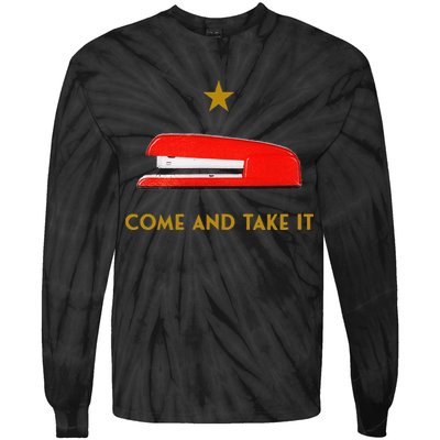 Come And Take It Red Stapler Novelty Retro Office Meme Tie-Dye Long Sleeve Shirt