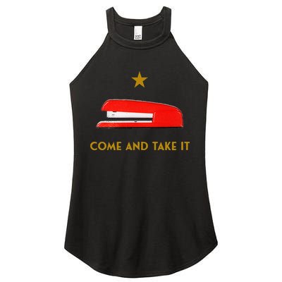 Come And Take It Red Stapler Novelty Retro Office Meme Women's Perfect Tri Rocker Tank