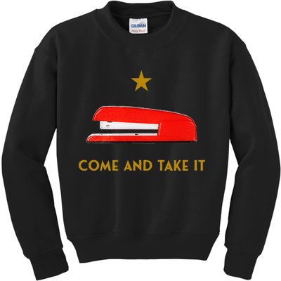 Come And Take It Red Stapler Novelty Retro Office Meme Kids Sweatshirt