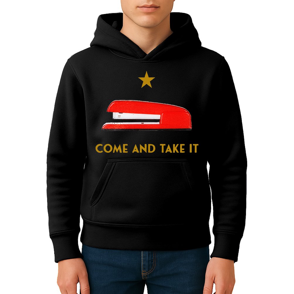 Come And Take It Red Stapler Novelty Retro Office Meme Kids Hoodie