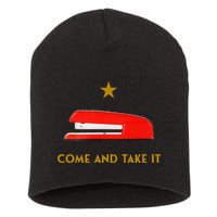 Come And Take It Red Stapler Novelty Retro Office Meme Short Acrylic Beanie