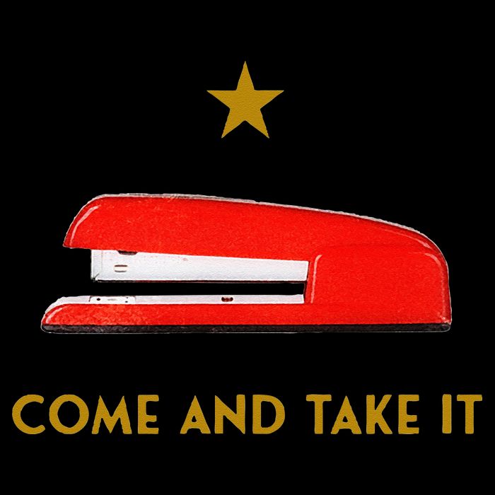 Come And Take It Red Stapler Novelty Retro Office Meme Short Acrylic Beanie