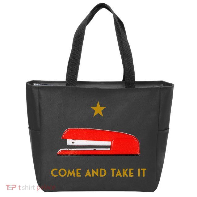 Come And Take It Red Stapler Novelty Retro Office Meme Zip Tote Bag
