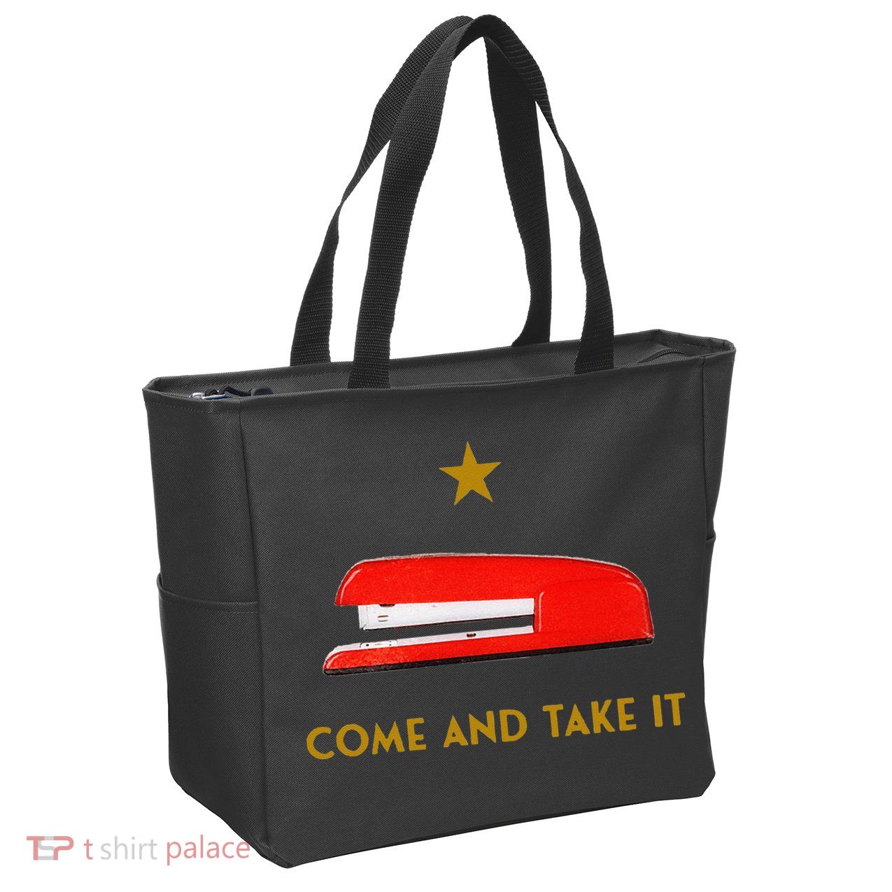 Come And Take It Red Stapler Novelty Retro Office Meme Zip Tote Bag
