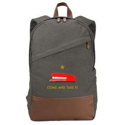 Come And Take It Red Stapler Novelty Retro Office Meme Cotton Canvas Backpack