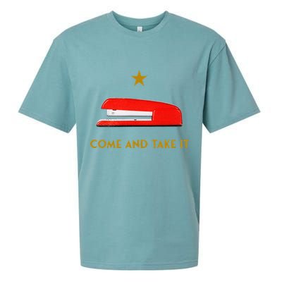 Come And Take It Red Stapler Novelty Retro Office Meme Sueded Cloud Jersey T-Shirt