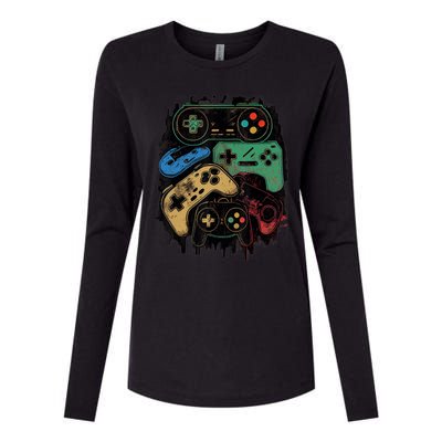 Control All The Things Video Game Controller Gamer Graphic Womens Cotton Relaxed Long Sleeve T-Shirt