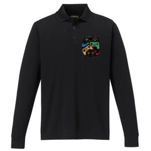 Control All The Things Video Game Controller Gamer Graphic Performance Long Sleeve Polo