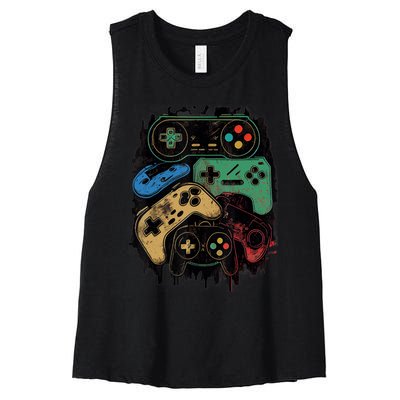 Control All The Things Video Game Controller Gamer Graphic Women's Racerback Cropped Tank