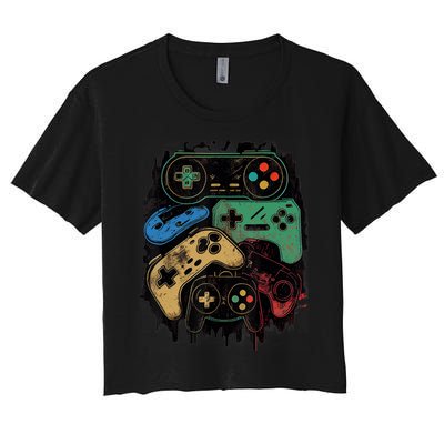 Control All The Things Video Game Controller Gamer Graphic Women's Crop Top Tee