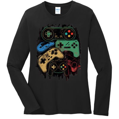 Control All The Things Video Game Controller Gamer Graphic Ladies Long Sleeve Shirt