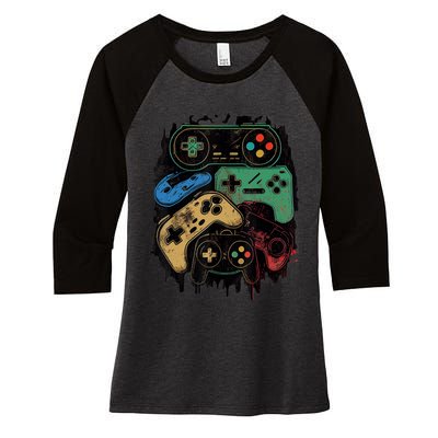 Control All The Things Video Game Controller Gamer Graphic Women's Tri-Blend 3/4-Sleeve Raglan Shirt