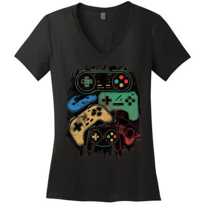 Control All The Things Video Game Controller Gamer Graphic Women's V-Neck T-Shirt