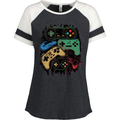 Control All The Things Video Game Controller Gamer Graphic Enza Ladies Jersey Colorblock Tee