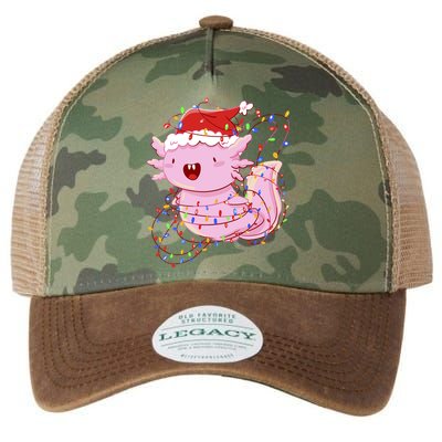 Cute Axolotl Tangled In Christmas Lights Santa Hat Legacy Tie Dye Trucker Hat