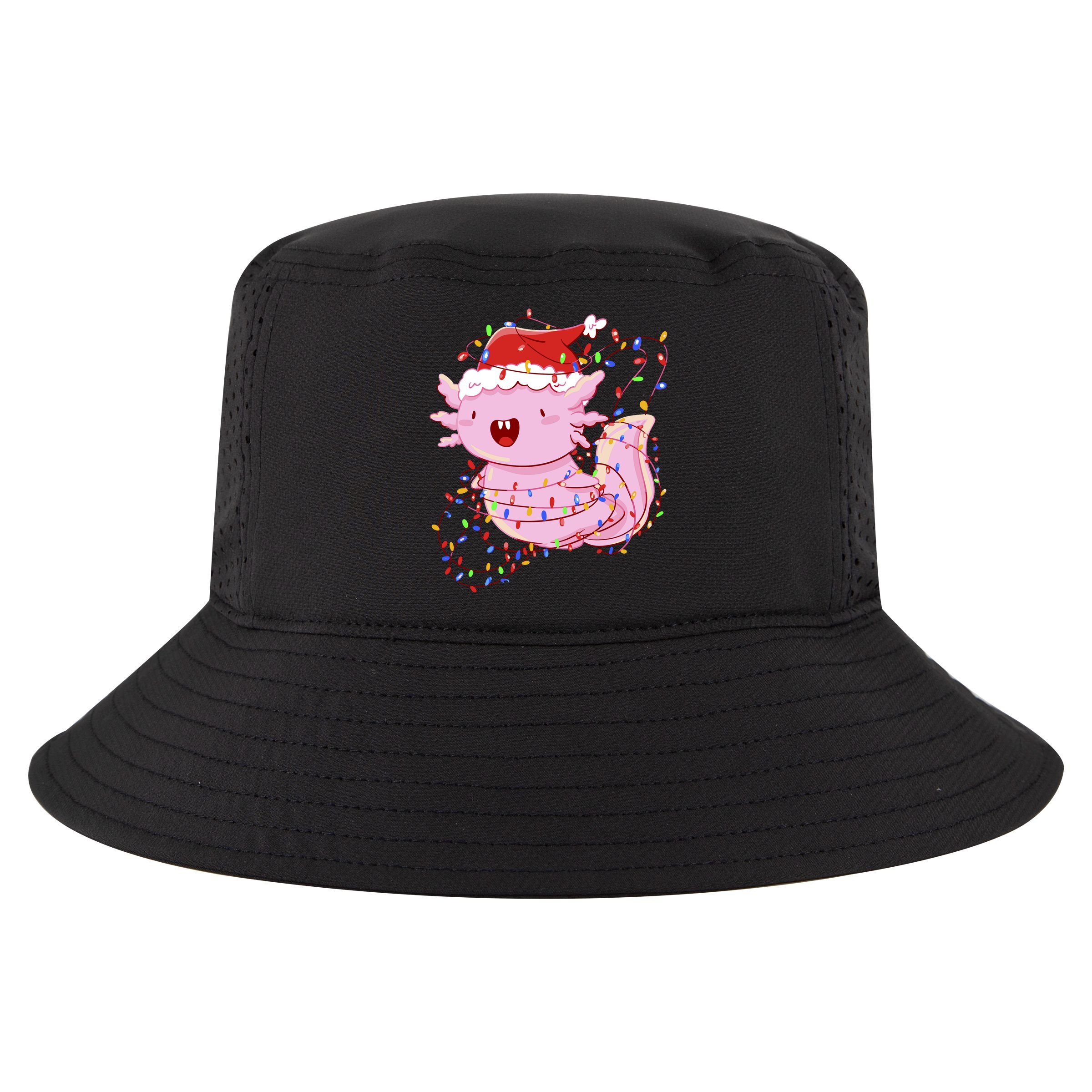 Cute Axolotl Tangled In Christmas Lights Santa Hat Cool Comfort Performance Bucket Hat