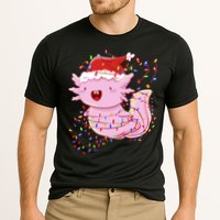 Cute Axolotl Tangled In Christmas Lights Santa Hat Cooling Performance Crew T-Shirt