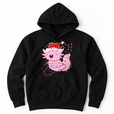 Cute Axolotl Tangled In Christmas Lights Santa Hat Hoodie