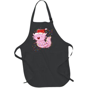 Cute Axolotl Tangled In Christmas Lights Santa Hat Full-Length Apron With Pockets