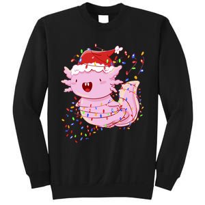 Cute Axolotl Tangled In Christmas Lights Santa Hat Sweatshirt