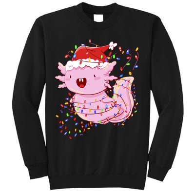 Cute Axolotl Tangled In Christmas Lights Santa Hat Sweatshirt