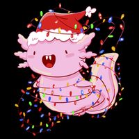 Cute Axolotl Tangled In Christmas Lights Santa Hat T-Shirt