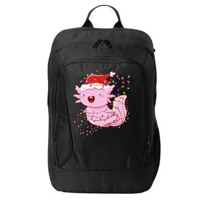 Cute Axolotl Tangled In Christmas Lights Santa Hat City Backpack