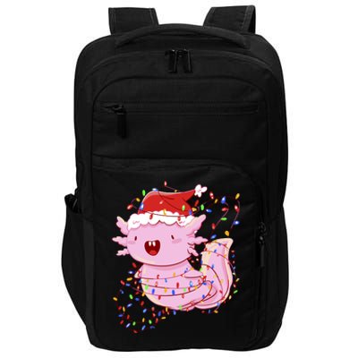 Cute Axolotl Tangled In Christmas Lights Santa Hat Impact Tech Backpack