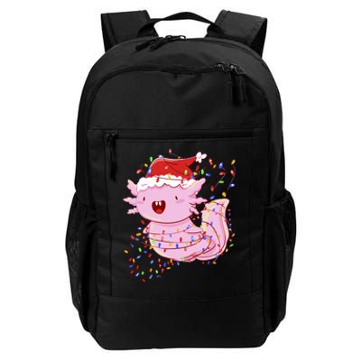 Cute Axolotl Tangled In Christmas Lights Santa Hat Daily Commute Backpack