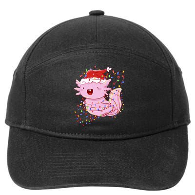 Cute Axolotl Tangled In Christmas Lights Santa Hat 7-Panel Snapback Hat
