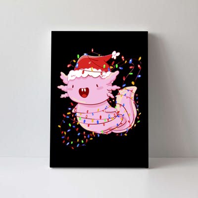 Cute Axolotl Tangled In Christmas Lights Santa Hat Canvas